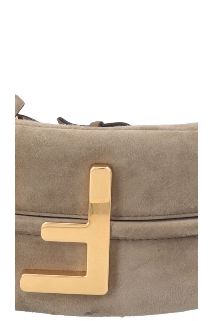 FENDI Fendigraphy Small Hand Bag Suede Beige