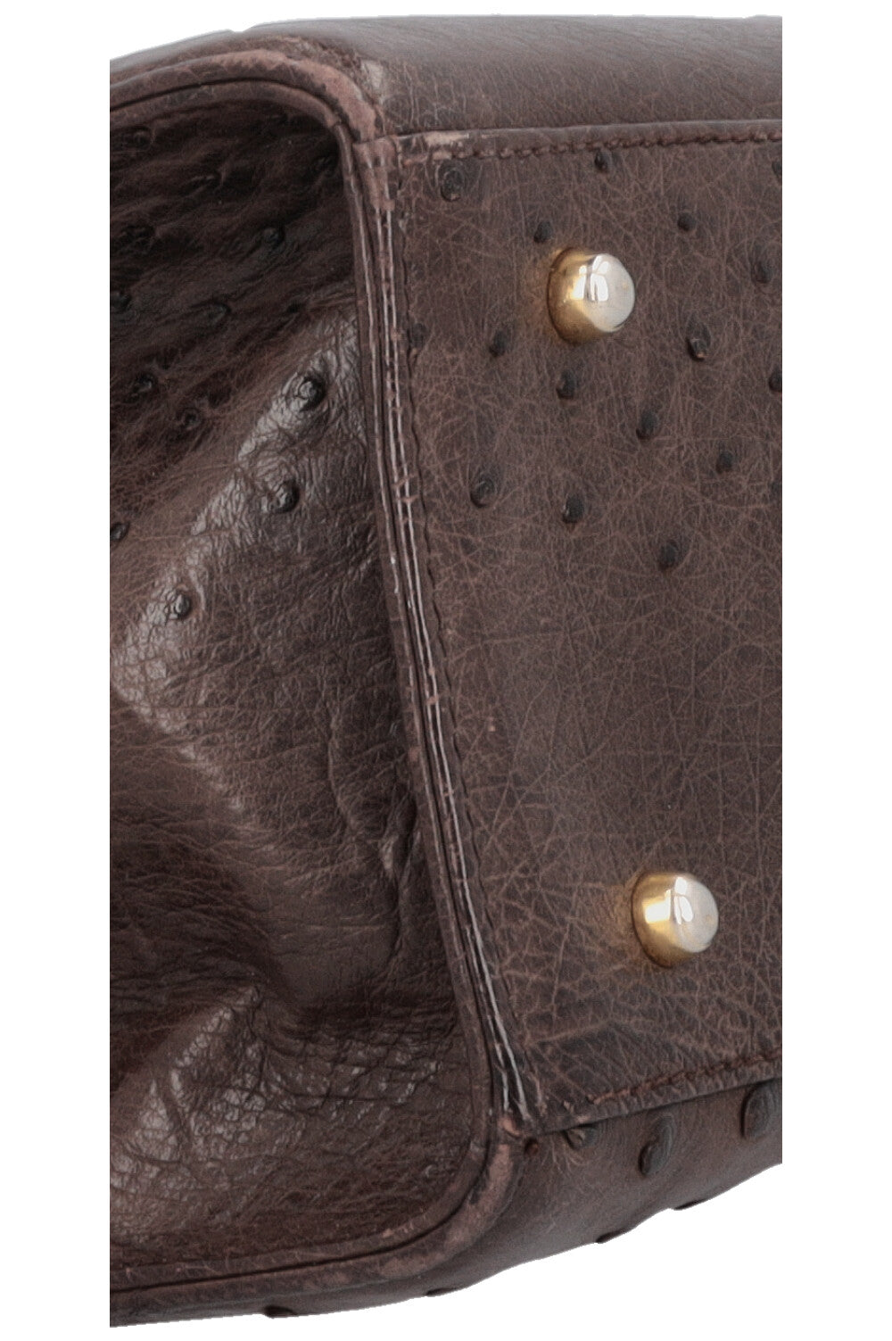 GUCCI Vintage Lady Lock Bag Ostrich Brown