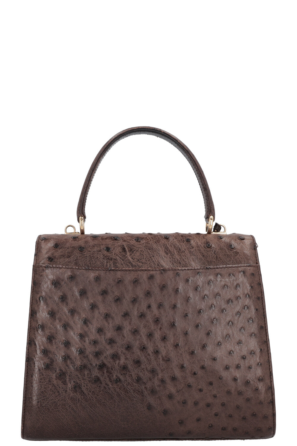 GUCCI Vintage Lady Lock Bag Ostrich Brown