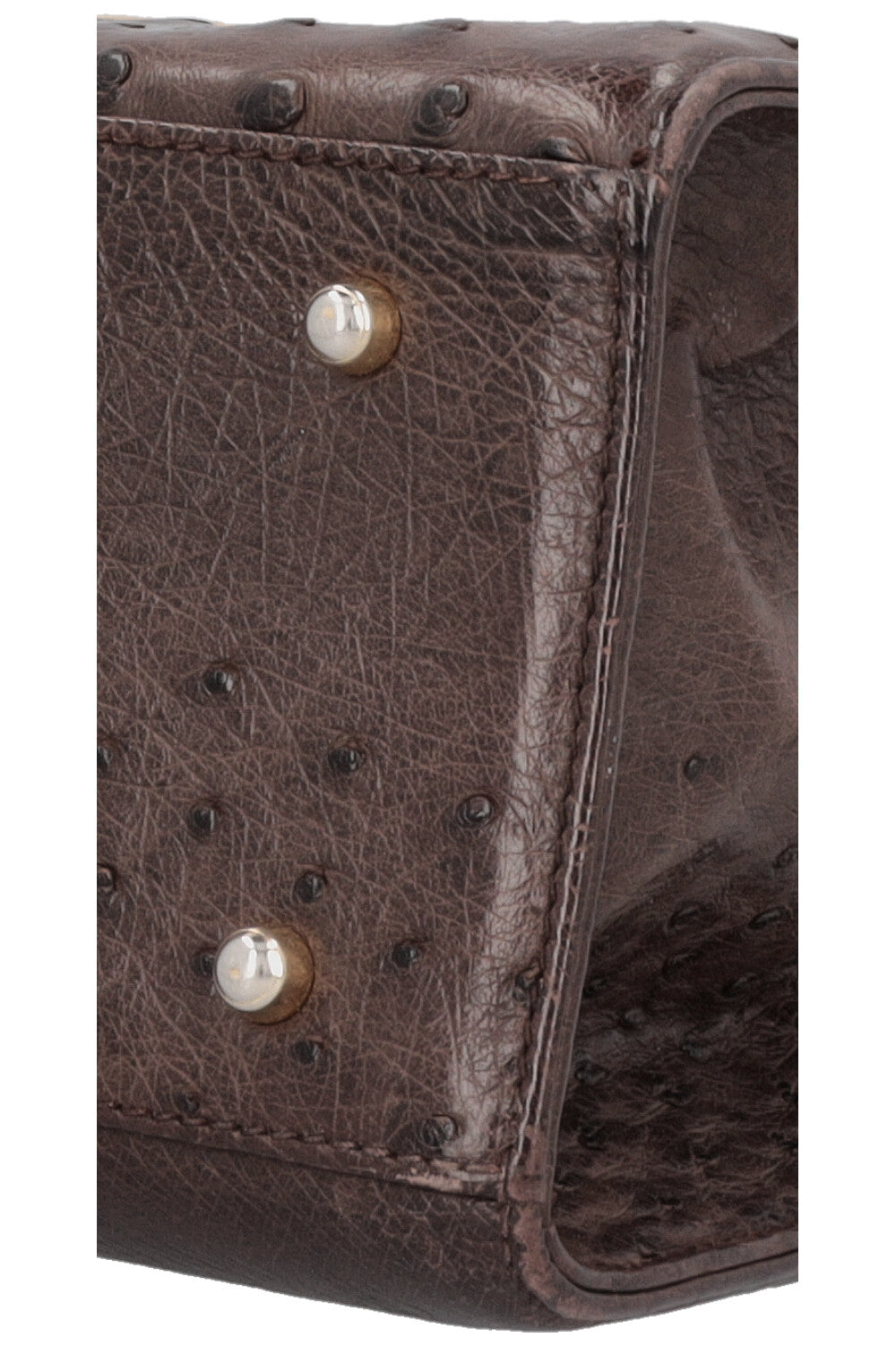 GUCCI Vintage Lady Lock Bag Ostrich Brown