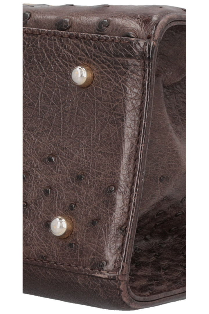 GUCCI Vintage Lady Lock Bag Ostrich Brown