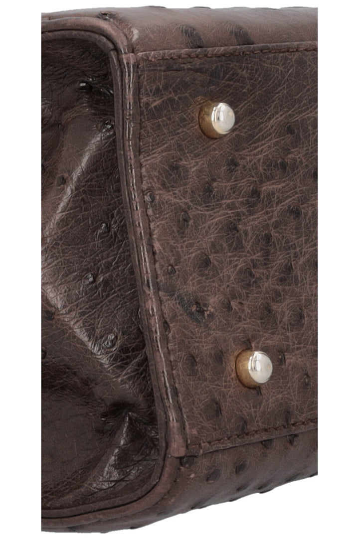 GUCCI Vintage Lady Lock Bag Ostrich Brown
