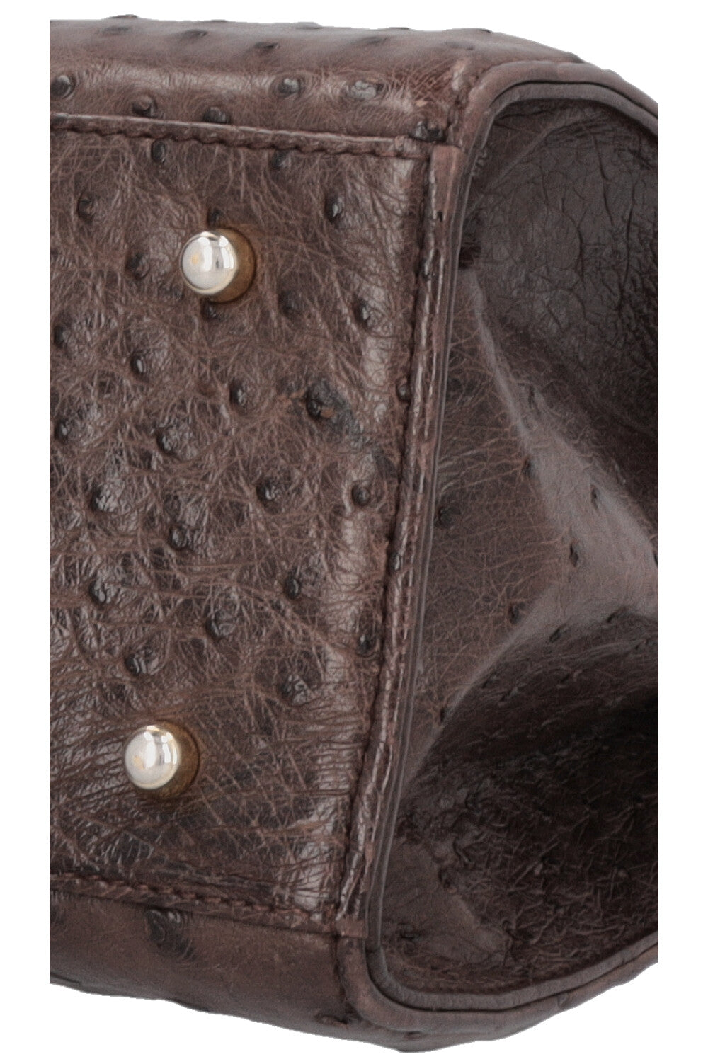 GUCCI Vintage Lady Lock Bag Ostrich Brown