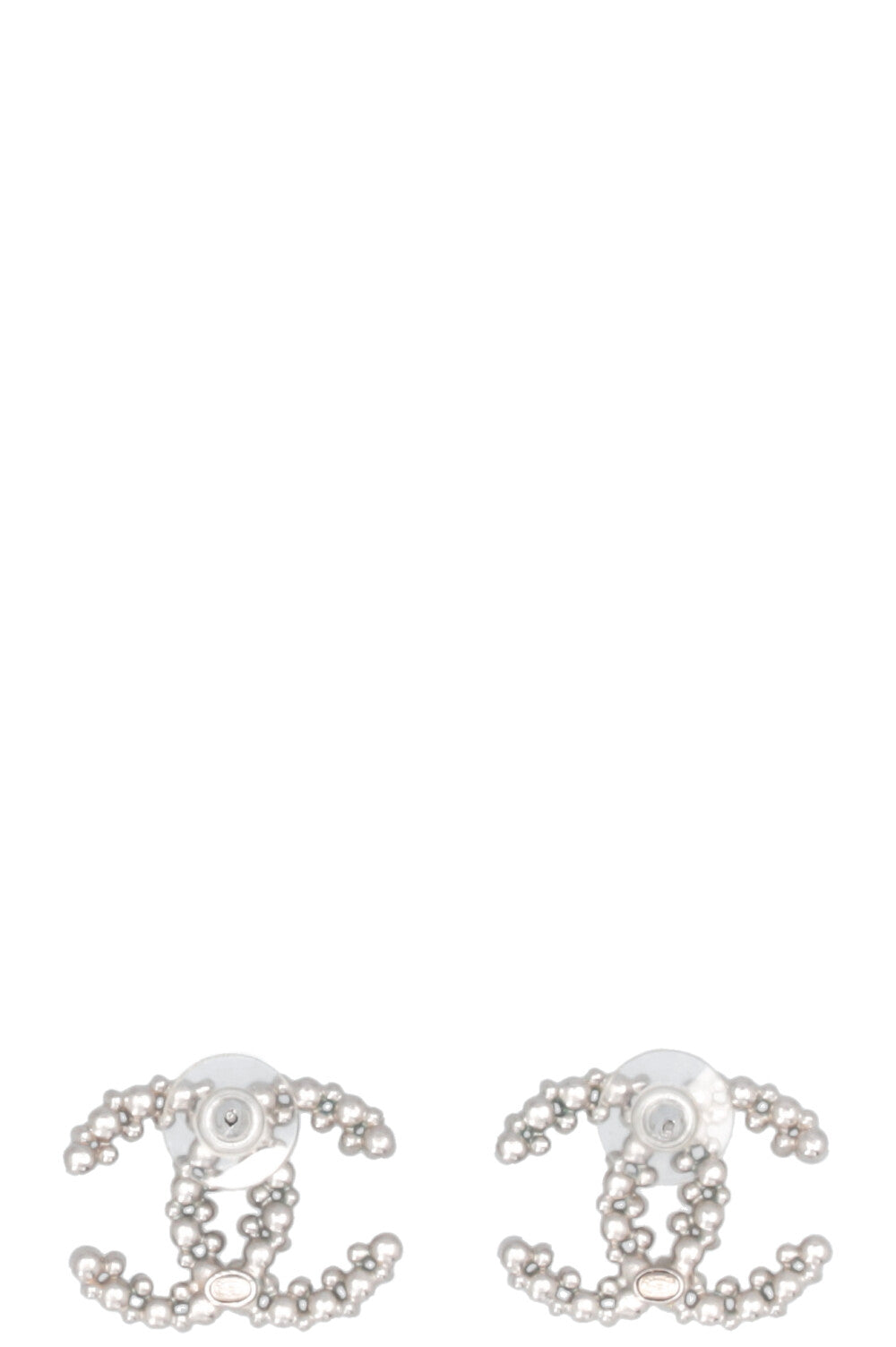 CHANEL CC Pearl Earrings Silver