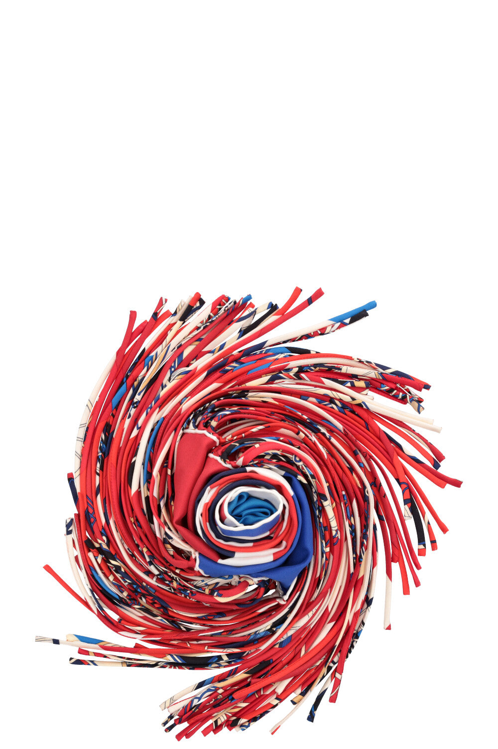 HERMÈS Fringed Striped Muffler Silk Red