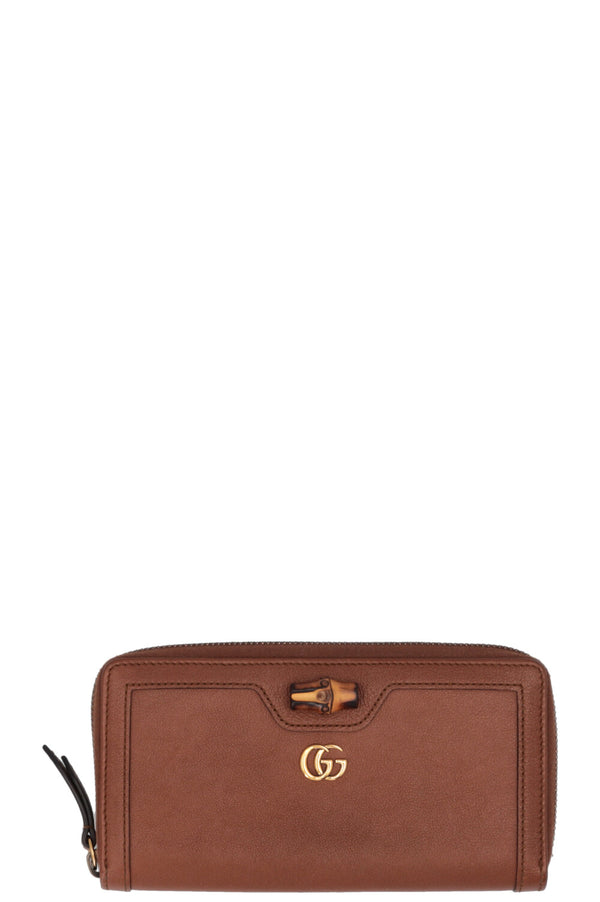 Portefeuille zippé en bambou marron GUCCI