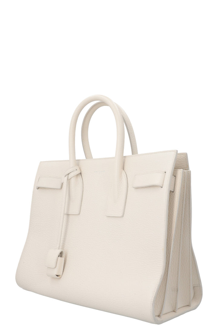 SAINT LAURENT Small Sac De Jour Bag Leather White