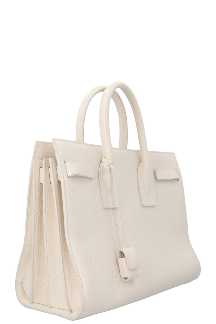 SAINT LAURENT Small Sac De Jour Bag Leather White