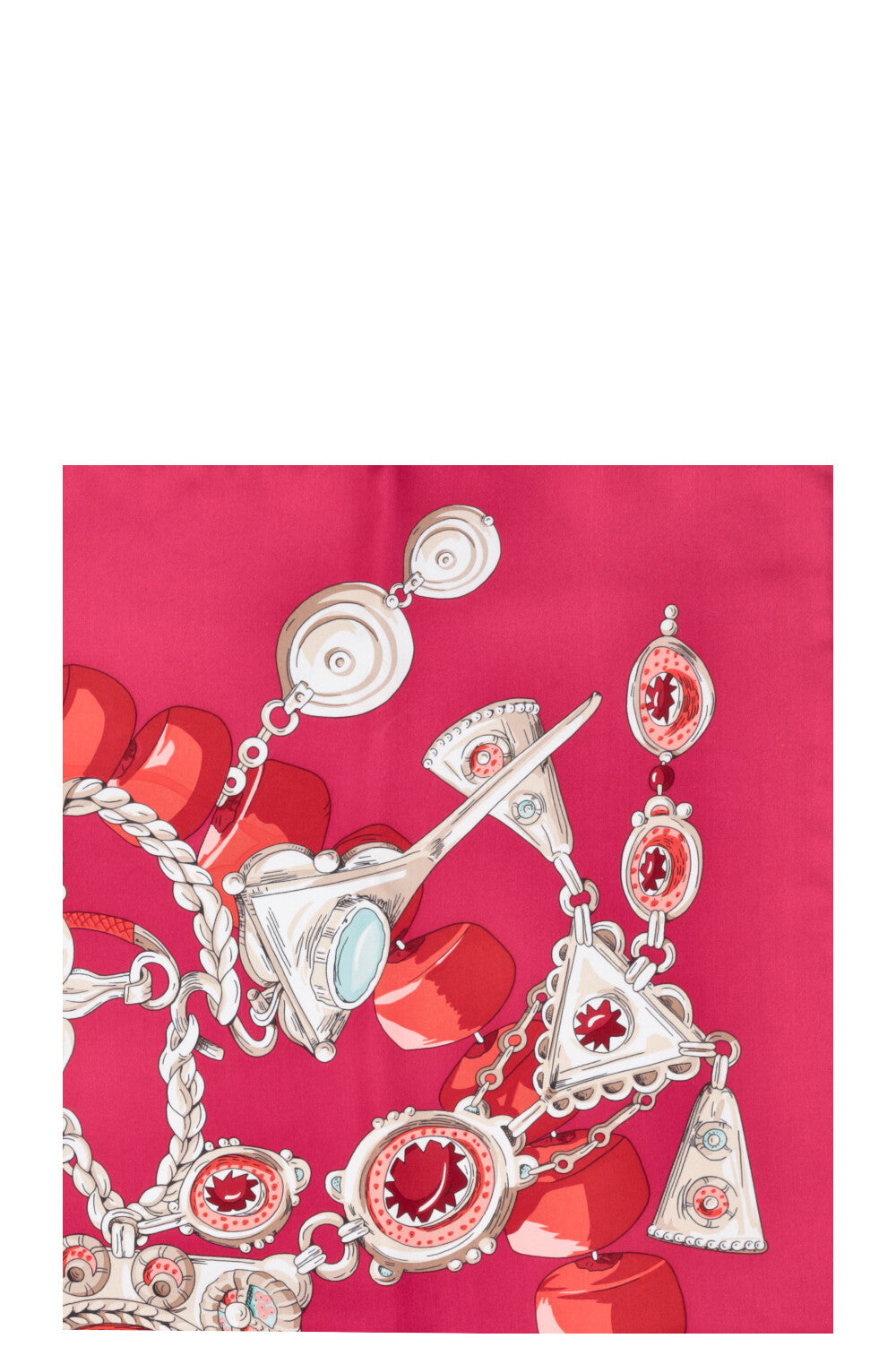 HERMÈS Parures Precieuses 140 Scarf Silk Magenta Orange