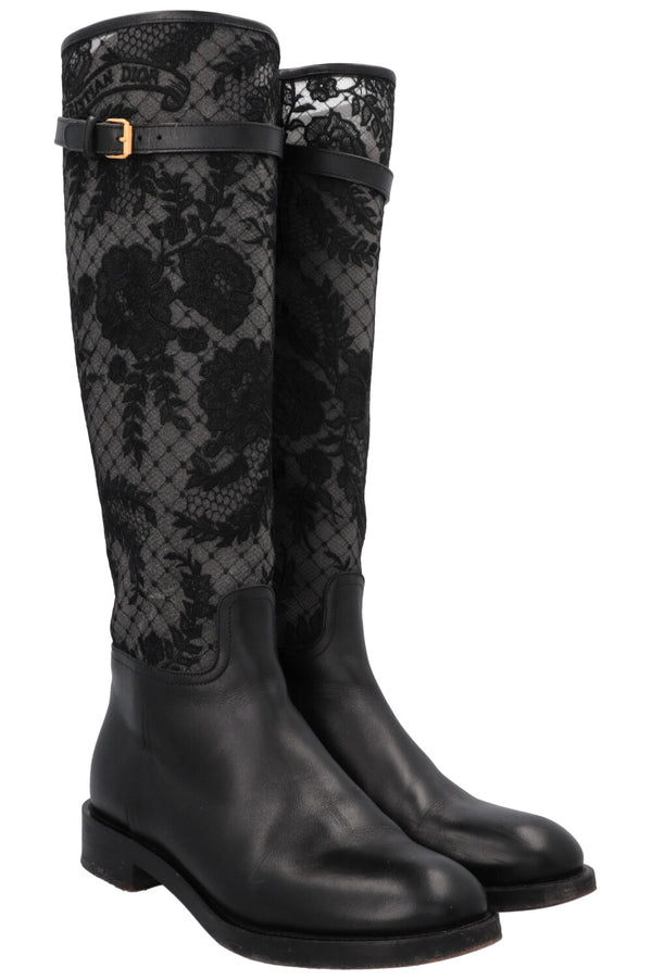 Bottes en cuir noir à lacets CHRISTIAN DIOR