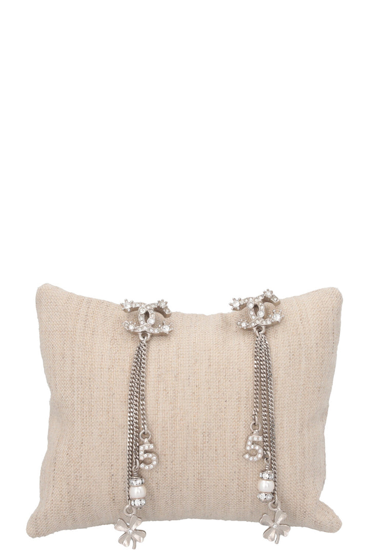 CHANEL No5 Stars Drop Earrings Crystals Silver