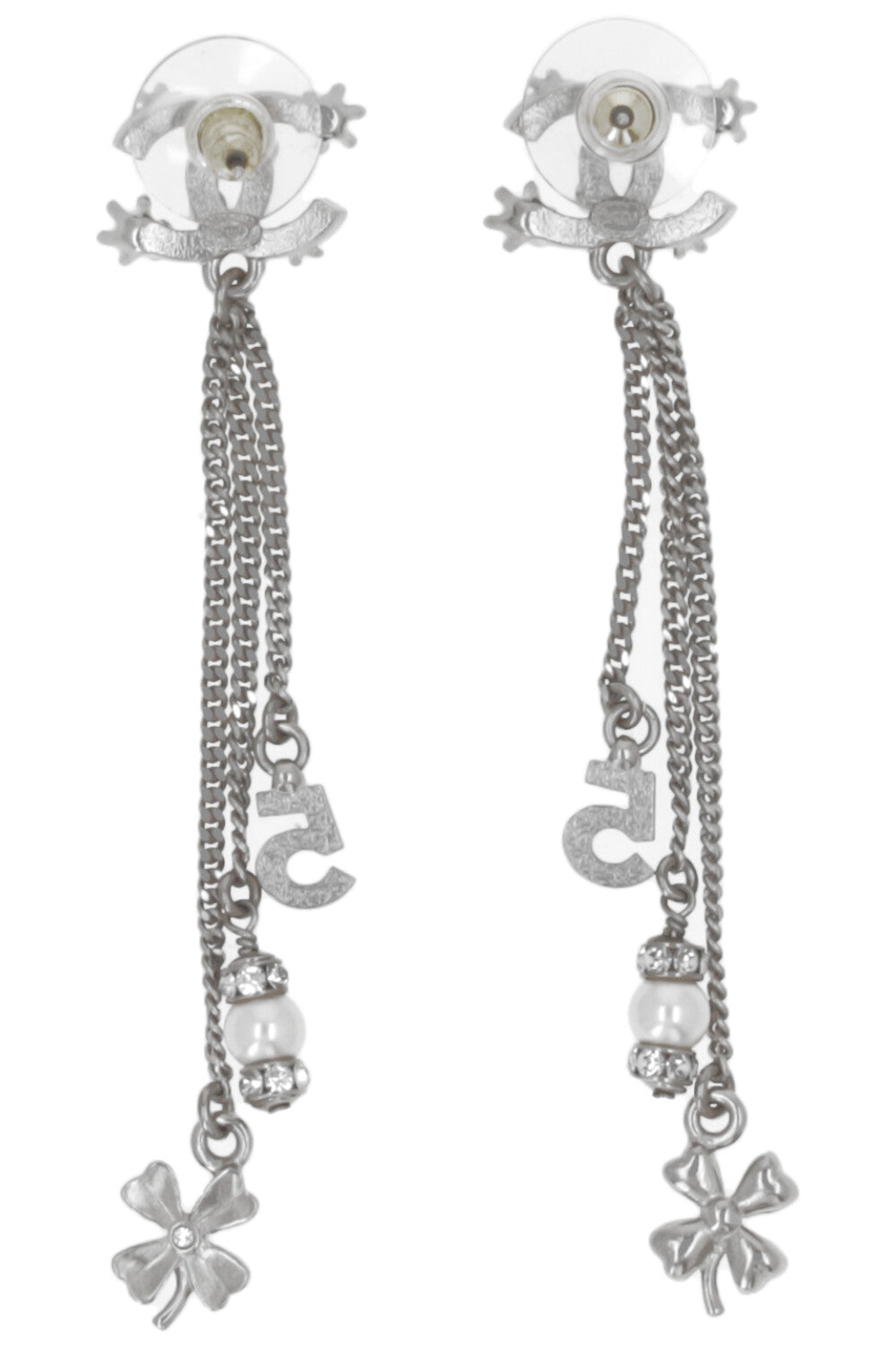 CHANEL No5 Stars Drop Earrings Crystals Silver