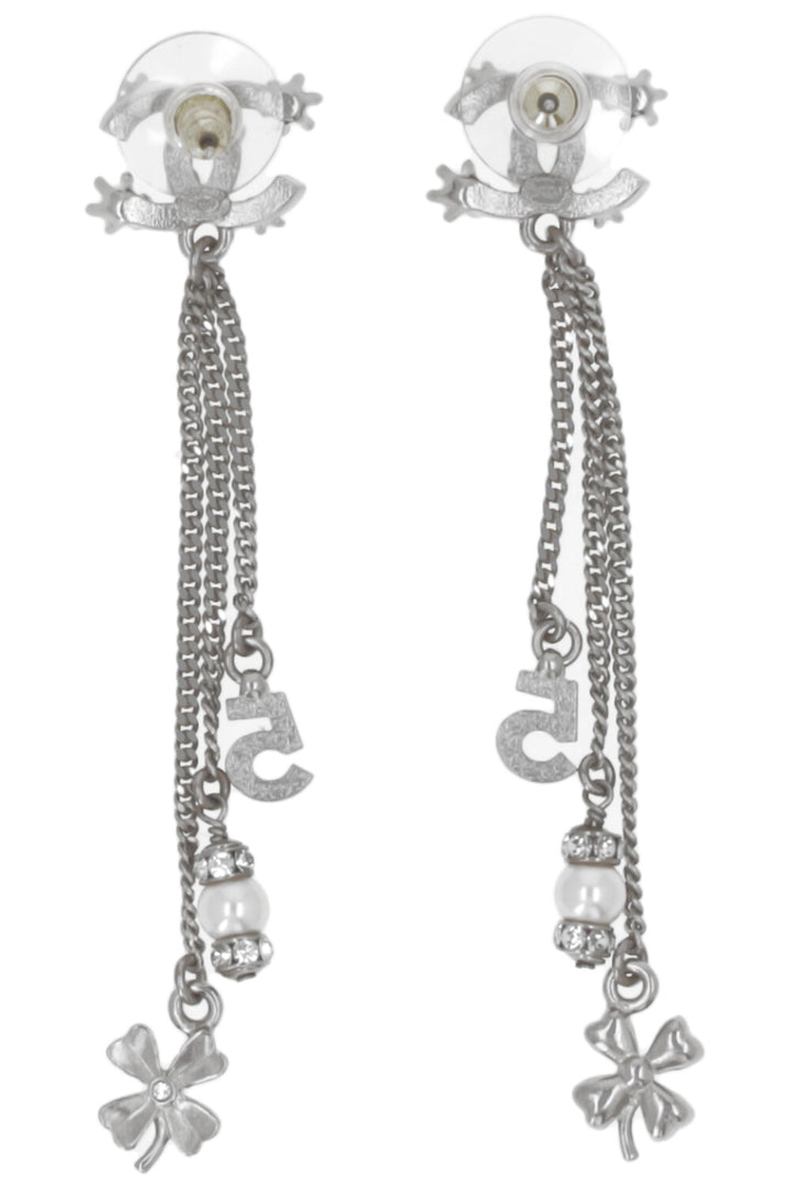 CHANEL No5 Stars Drop Earrings Crystals Silver