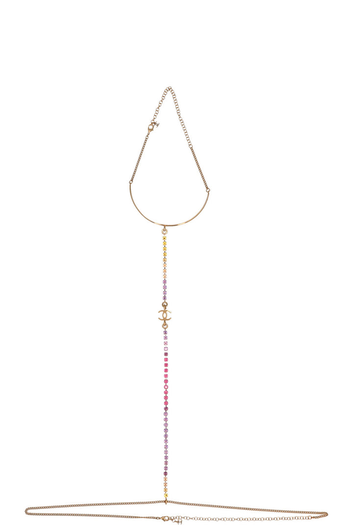 CHANEL Choker Belly Chain Necklace Gold
