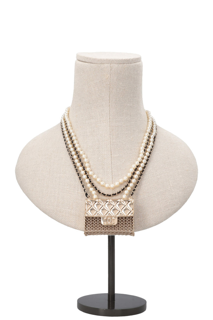 CHANEL The Chain Flap Bag Necklace Pearls Chain