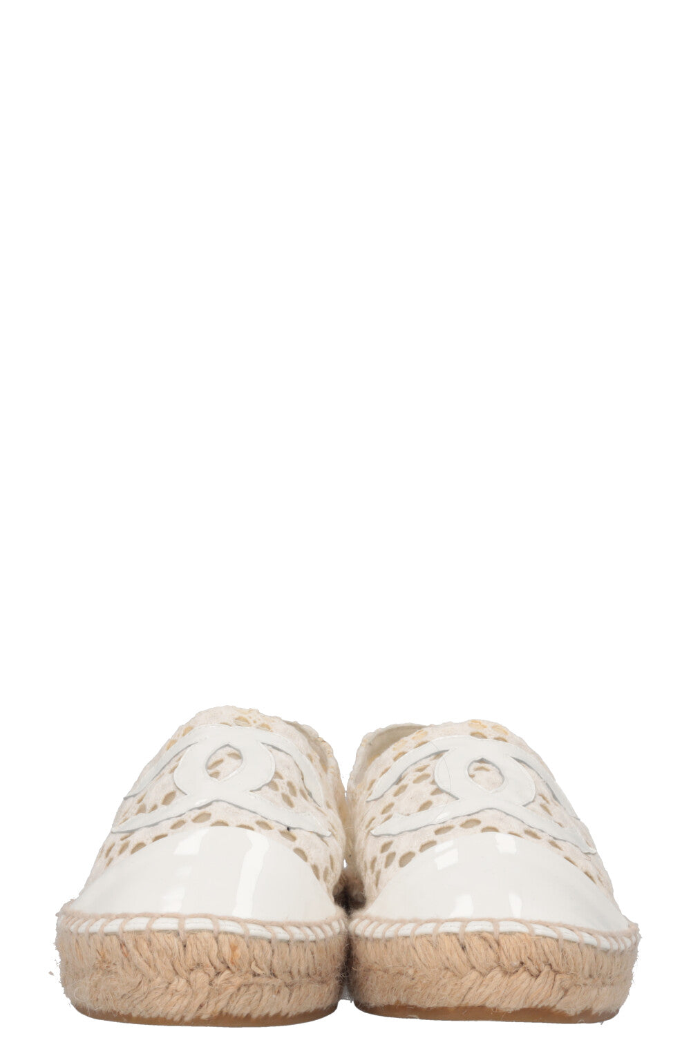 CHANEL CC Espadrilles Broderie Anglaise White