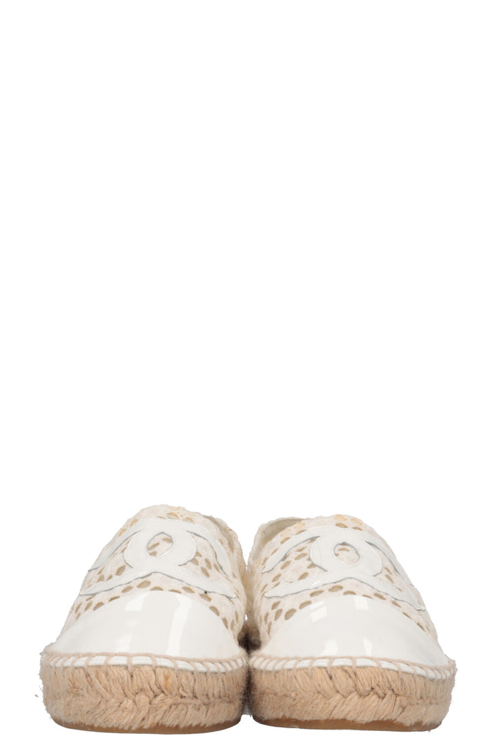 CHANEL CC Espadrilles Broderie Anglaise White