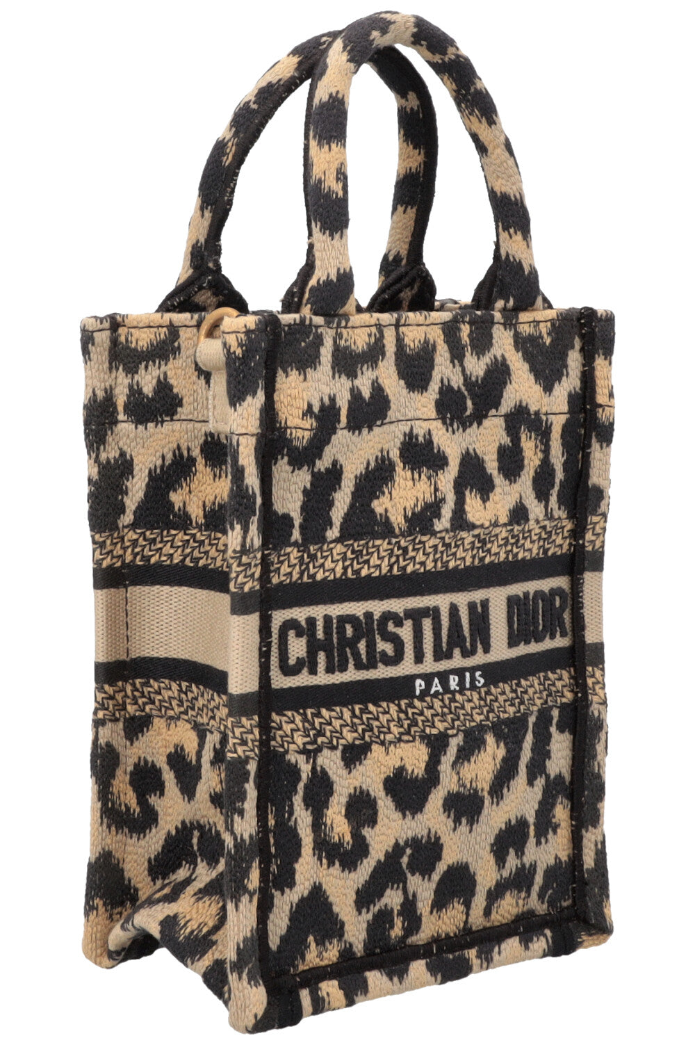 CHRISTIAN DIOR Cheetah Mini Mizza Vertical Book Tote Canvas