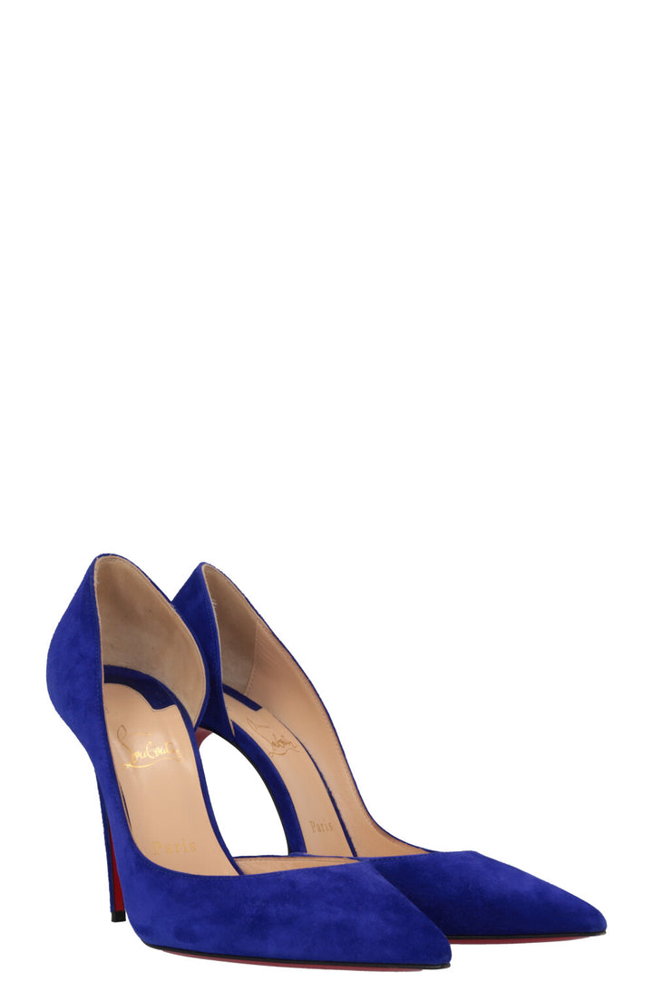 CHRISTIAN LOUBOUTIN Iriza 100 Heels Suede Blue