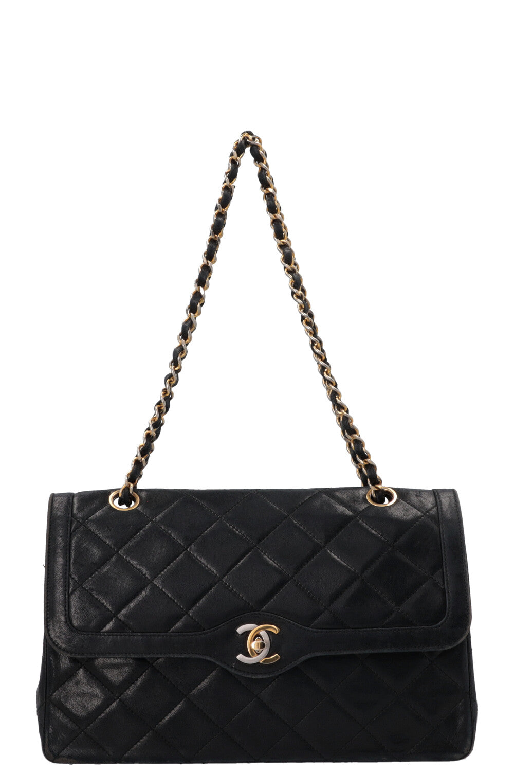 CHANEL Vintage Paris Two Tone CC Flap Bag Black