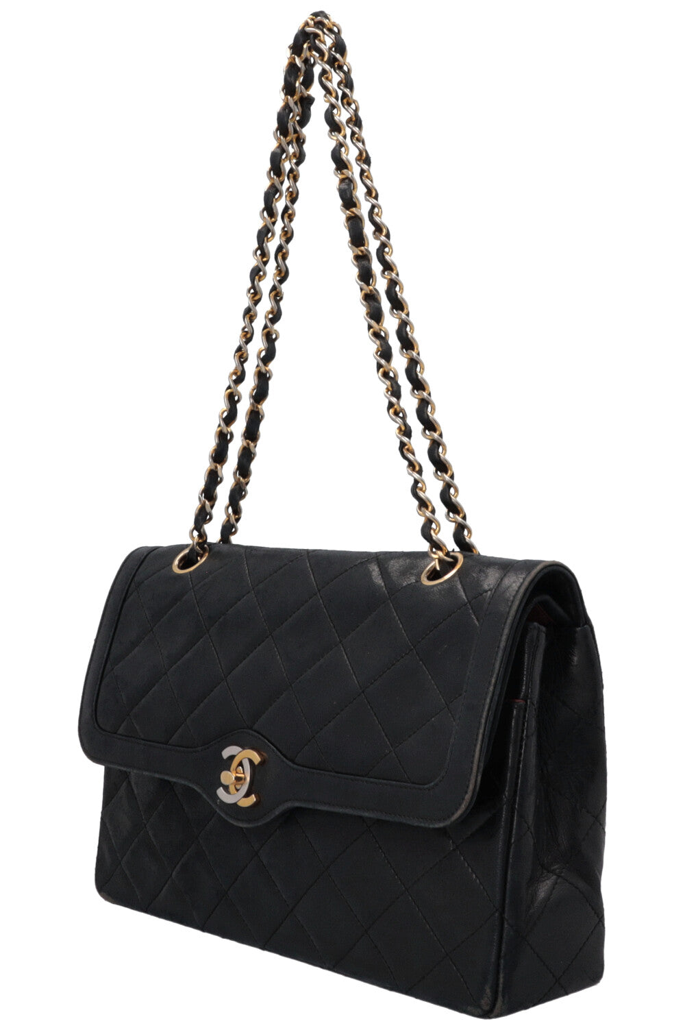 CHANEL Vintage Paris Two Tone CC Flap Bag Black
