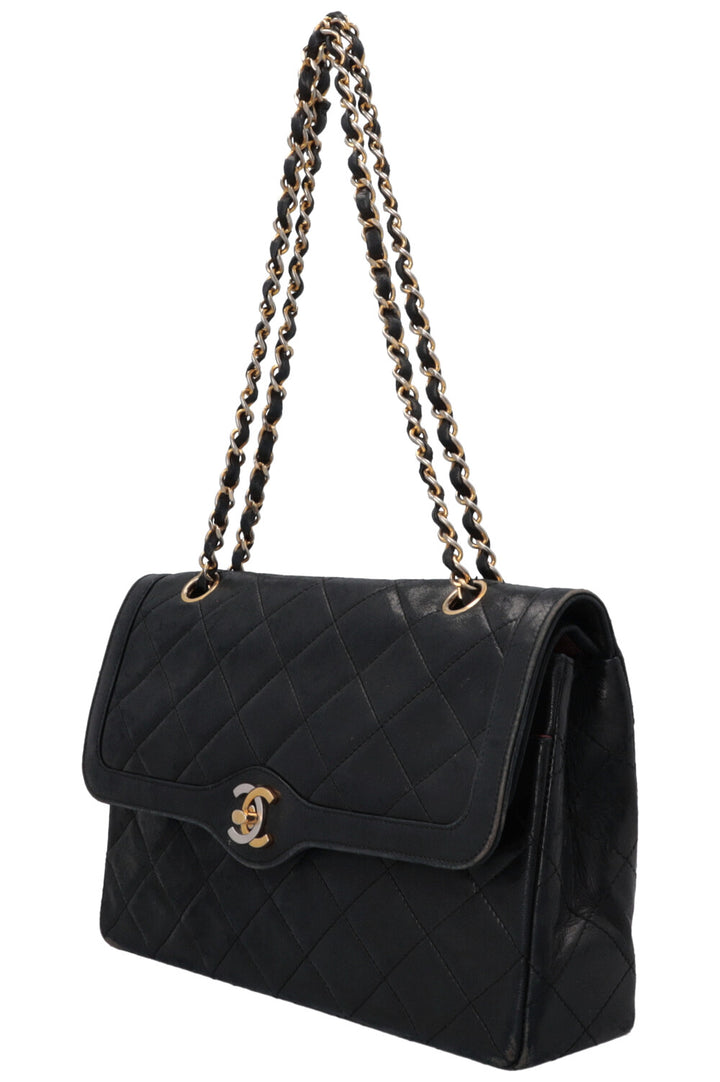CHANEL Vintage Paris Two Tone CC Flap Bag Black