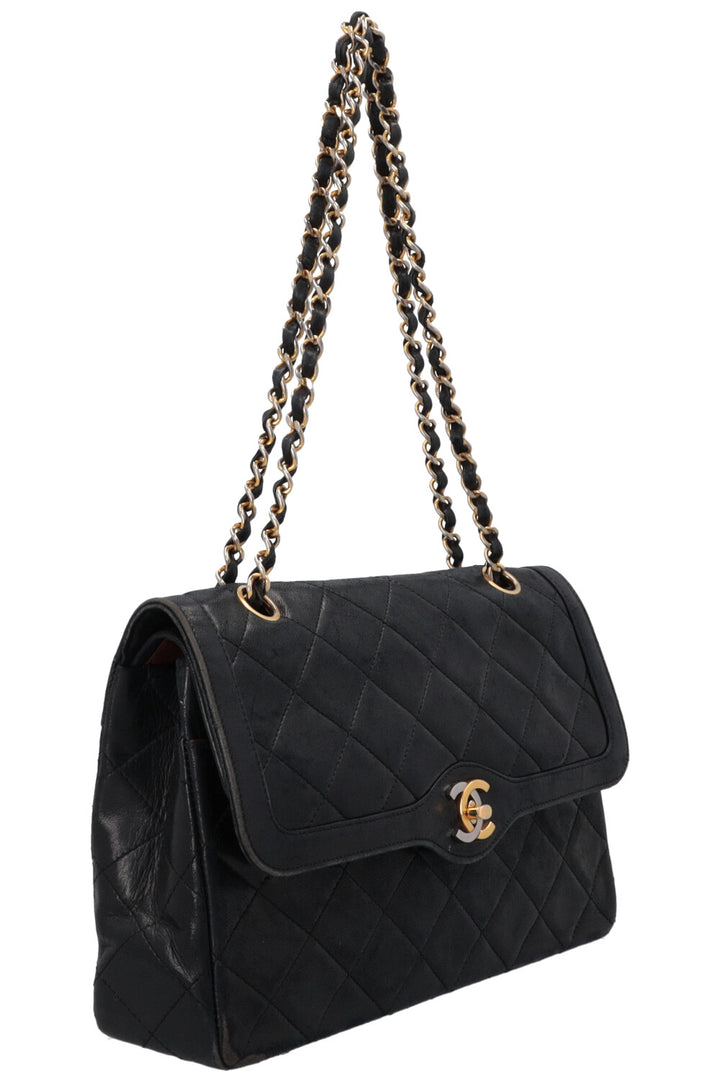 CHANEL Vintage Paris Two Tone CC Flap Bag Black