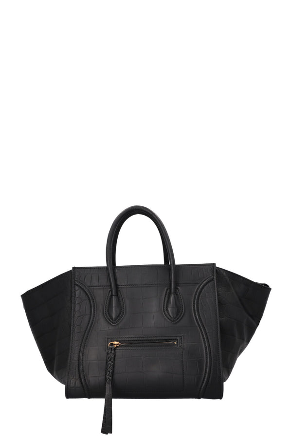 CÉLINE Phantom Luggage Croco Embossed Black