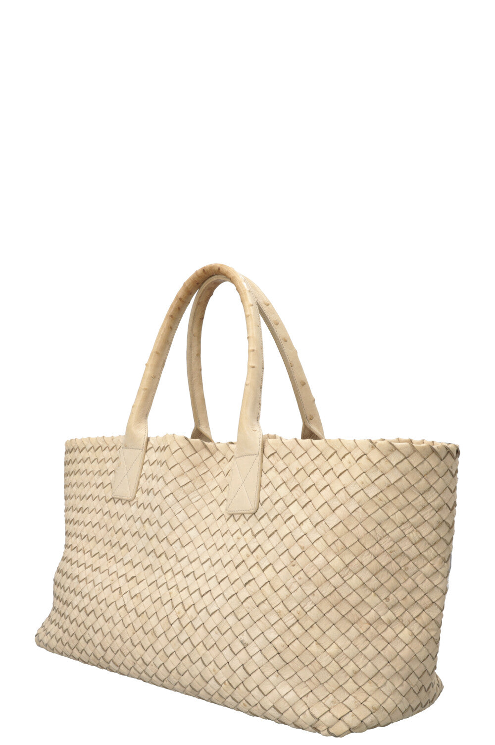 BOTTEGA VENETA Medium Ostrich Cabat Bag Beige