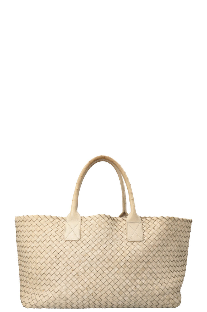 BOTTEGA VENETA Medium Ostrich Cabat Bag Beige