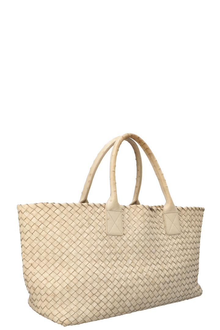BOTTEGA VENETA Medium Ostrich Cabat Bag Beige