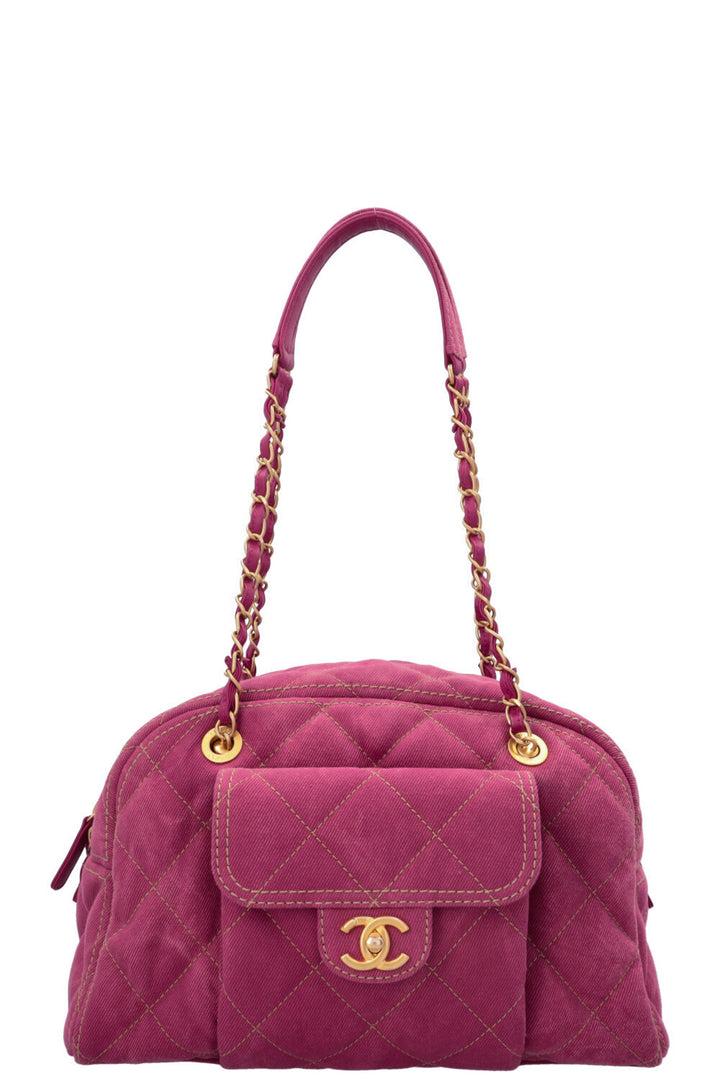 Sac Bowling CHANEL en jean rose