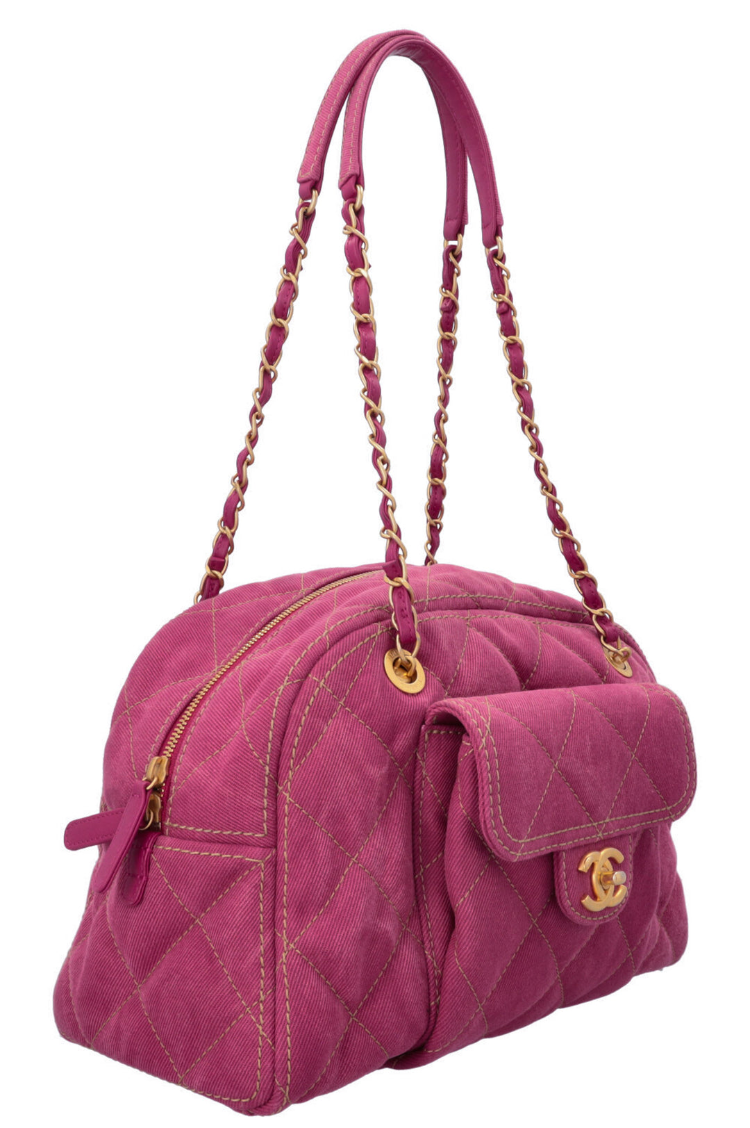 Sac Bowling CHANEL en jean rose