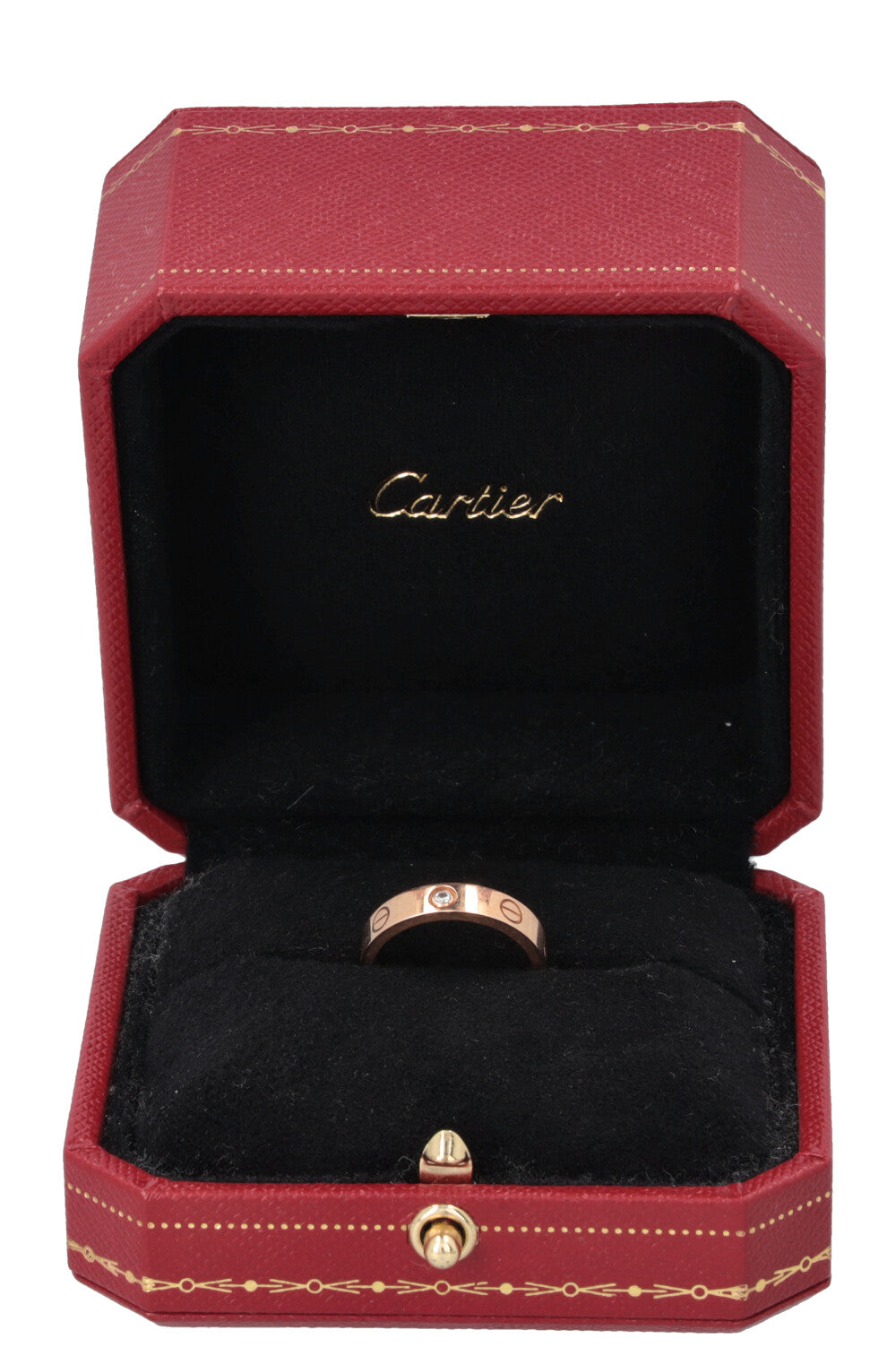 CARTIER Small Love Ring 18k Rose Gold One Diamond