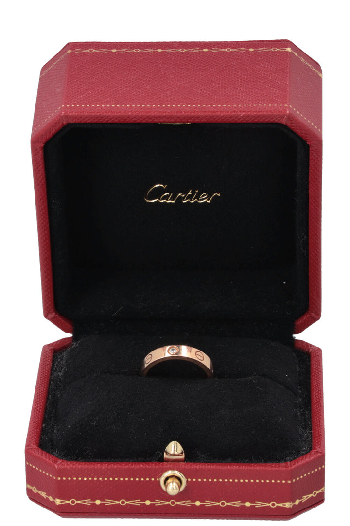 CARTIER Small Love Ring 18k Rose Gold One Diamond