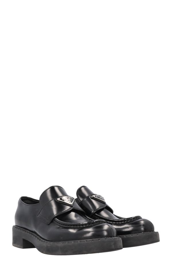 PRADA Triangle Logo Loafers Black