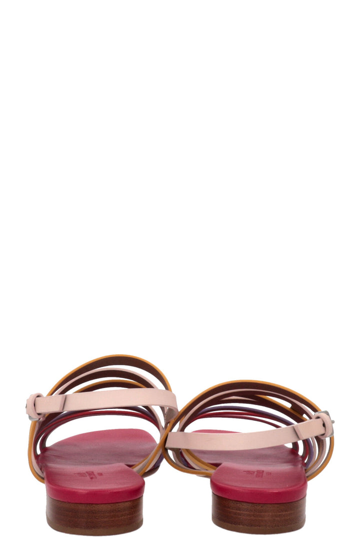 HERMÈS Ephèse Sandals Leather Rose Multicolor
