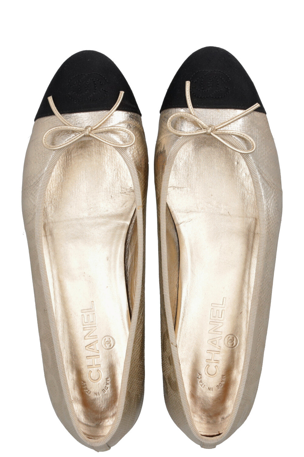 Ballerines CHANEL CC dorées