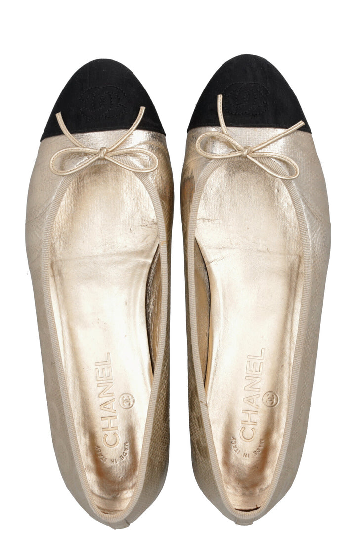 Ballerines CHANEL CC dorées