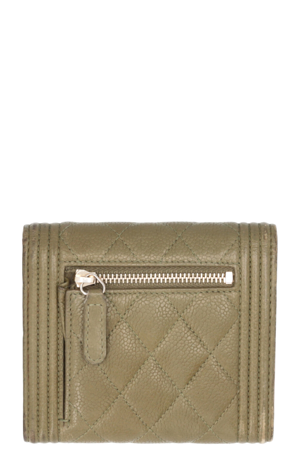 CHANEL Petit porte-monnaie Boy Caviar Vert
