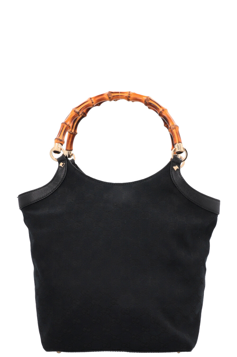 GUCCI Bamboo Handle Hobo Bag GG Black