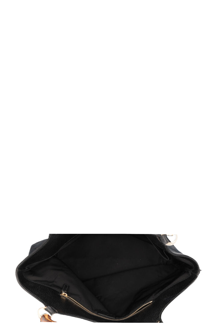 GUCCI Bamboo Handle Hobo Bag GG Black
