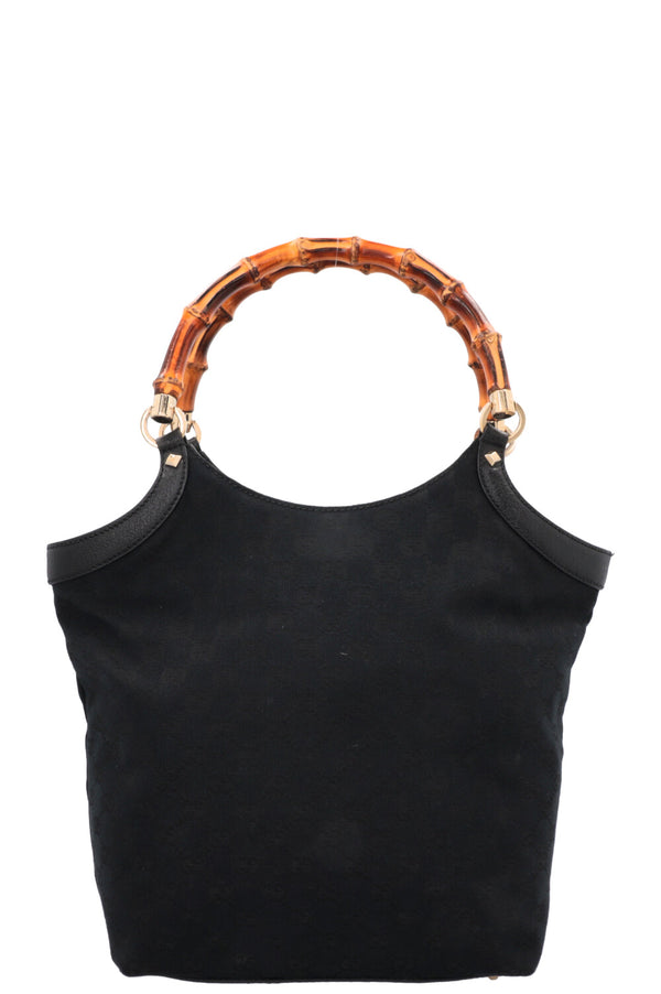 GUCCI Bamboo Handle Hobo Bag GG Black