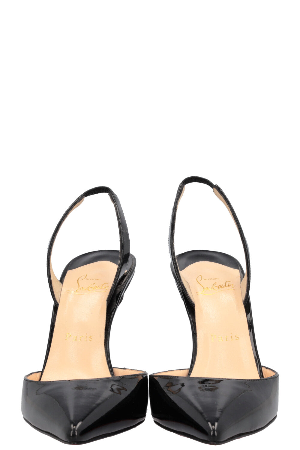 CHRISTIAN LOUBOUTIN Slingback Heels Patent Black