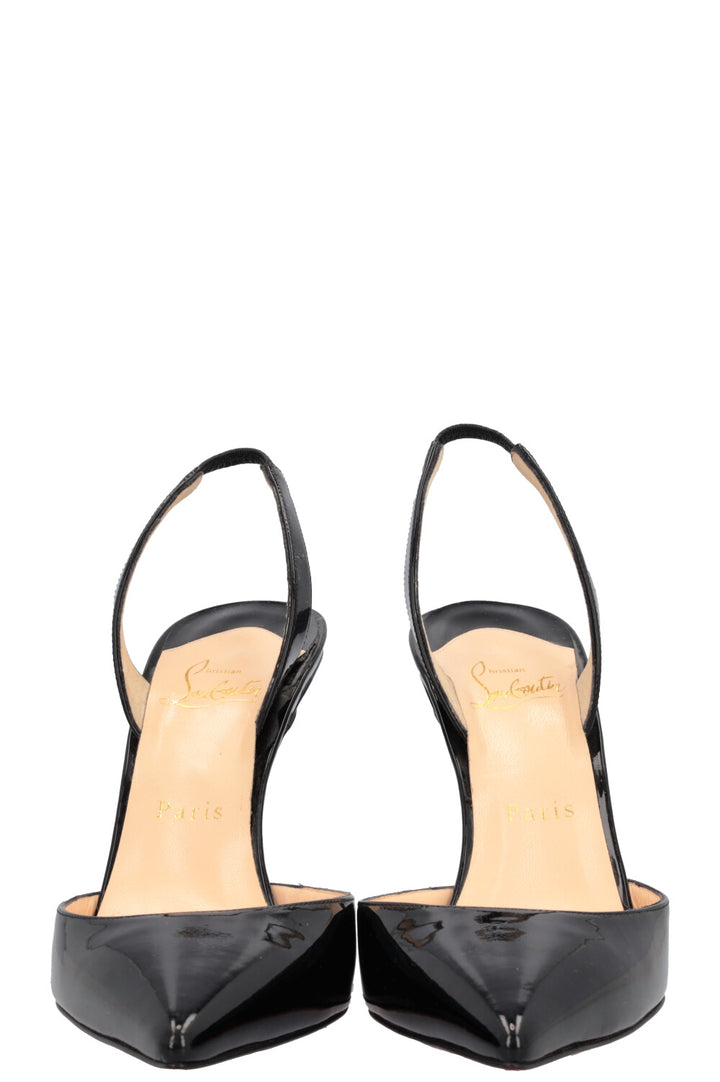 CHRISTIAN LOUBOUTIN Slingback Heels Patent Black