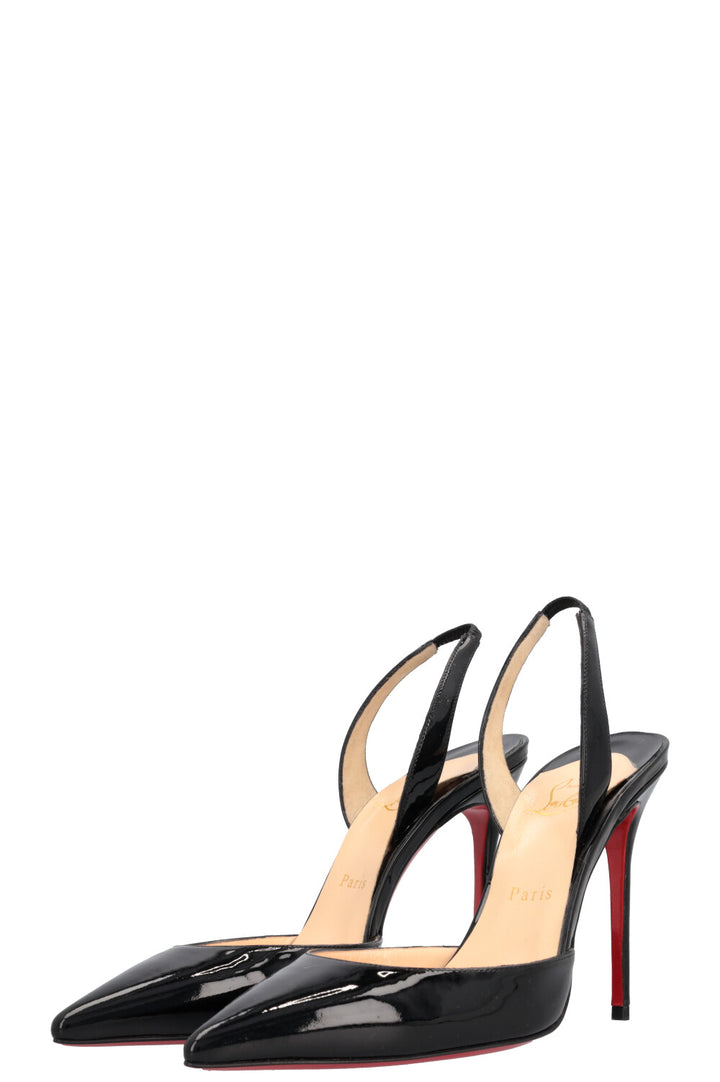 CHRISTIAN LOUBOUTIN Slingback Heels Patent Black