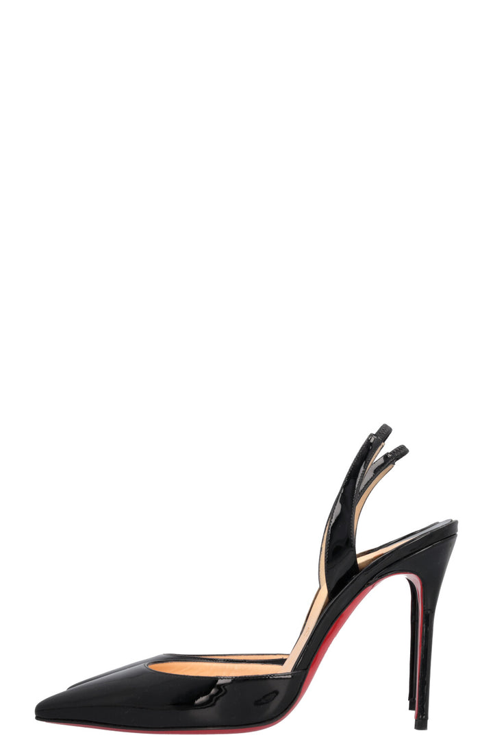 CHRISTIAN LOUBOUTIN Slingback Heels Patent Black