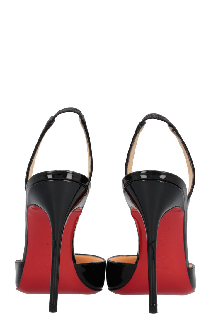 CHRISTIAN LOUBOUTIN Slingback Heels Patent Black