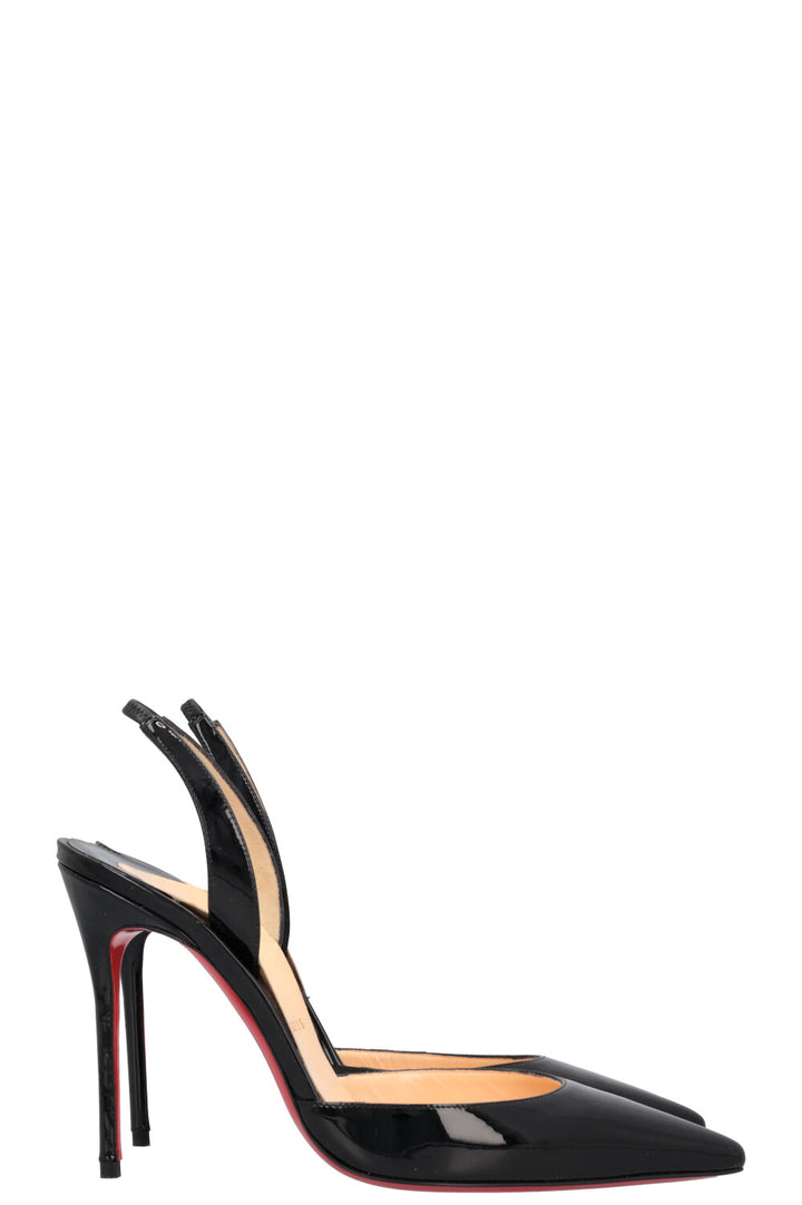 CHRISTIAN LOUBOUTIN Slingback Heels Patent Black