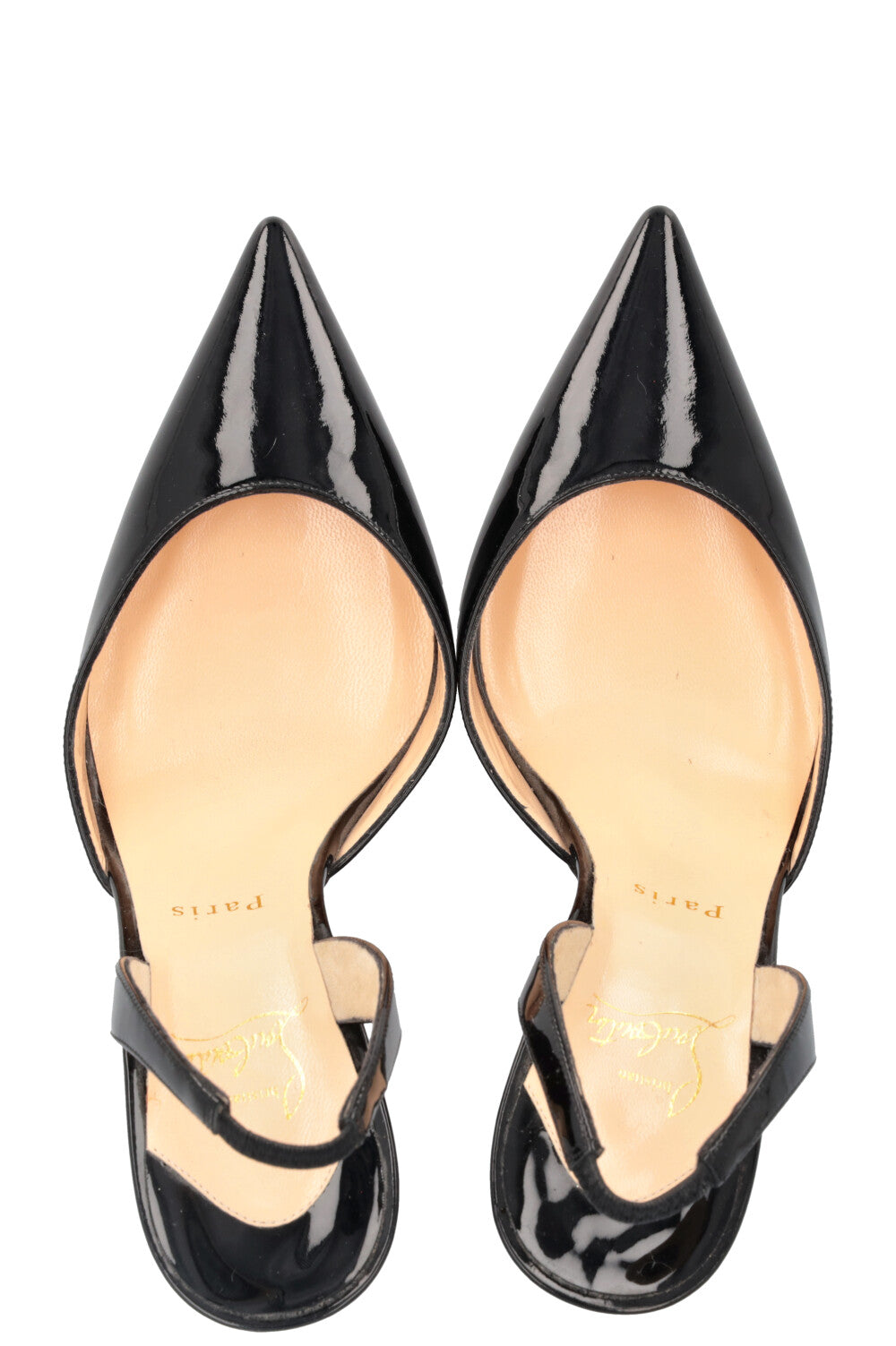 CHRISTIAN LOUBOUTIN Slingback Heels Patent Black